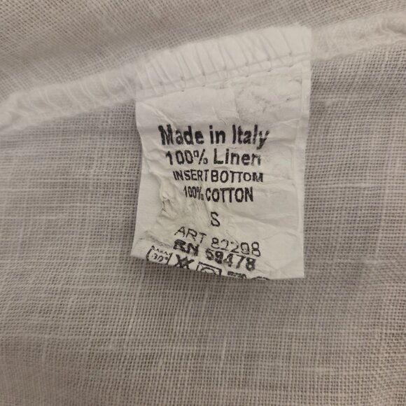 Terzo Millennio 100% Linen Pullover Top Size S White Made in Italy Crochet Trim - Picture 5 of 8